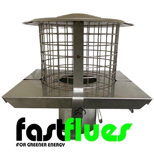 Flue Liner  SQ Pot Hanger With Cowl  Mesh Stainless Steel x Ø 125 mm 5 Inch