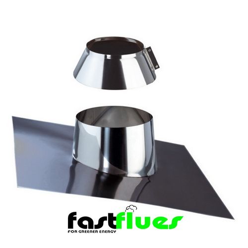 Single Wall  Flue 0-45 Degree Flashing Plate With Collar - 150 mm 6 Inch